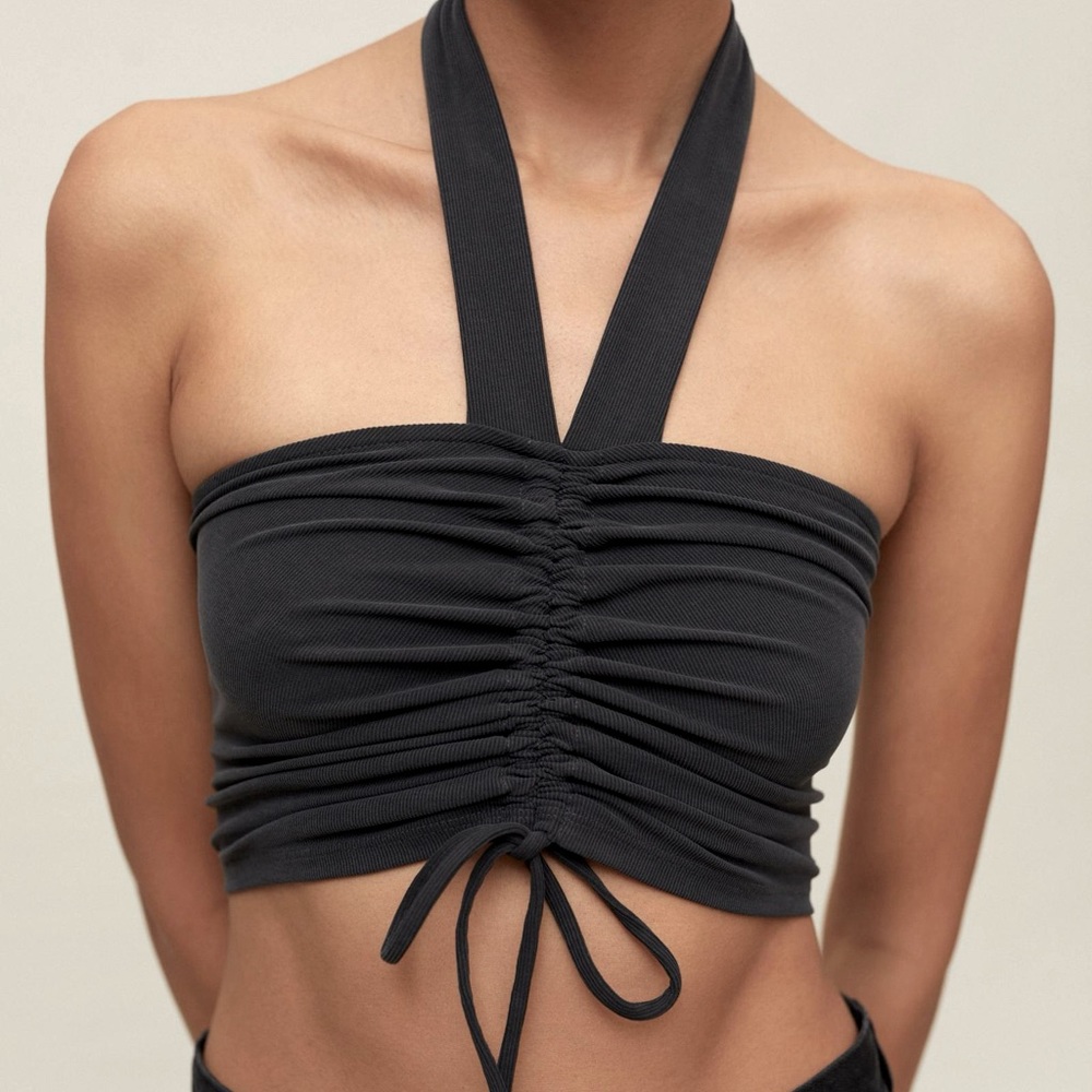Black Urban Outfitters Tia Cinch Halter Top - sz S